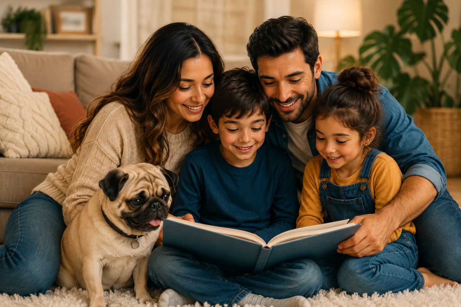 Family smiling and sharing time together