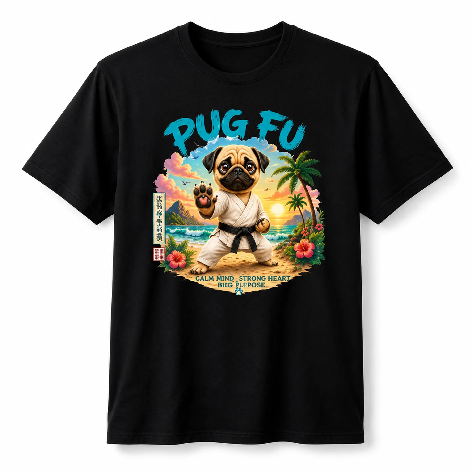 Tropical Sunset Karate Pug Design