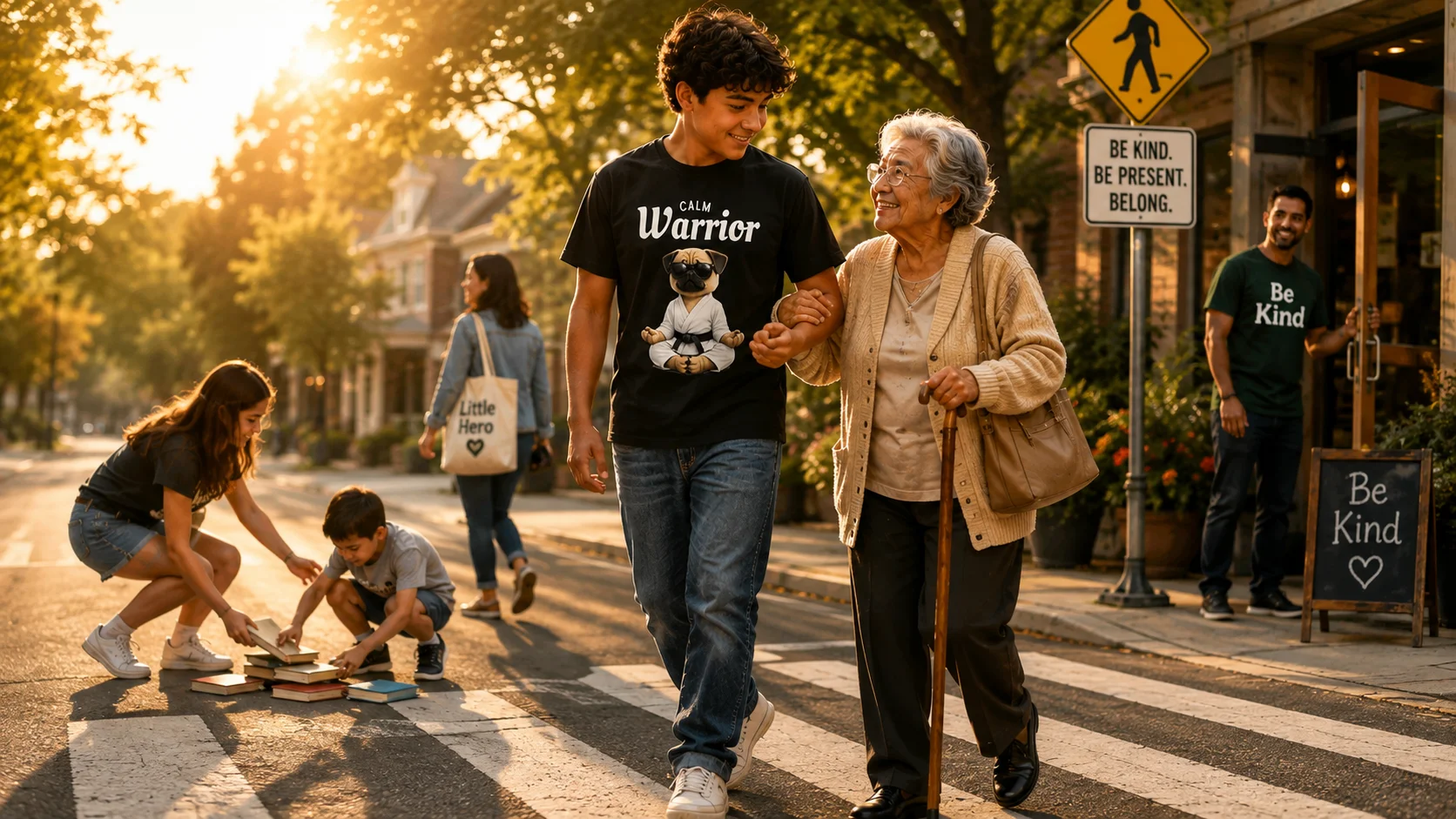 Little Hero Calm Warrior positive message apparel inspired by kindness, courage and family connection.