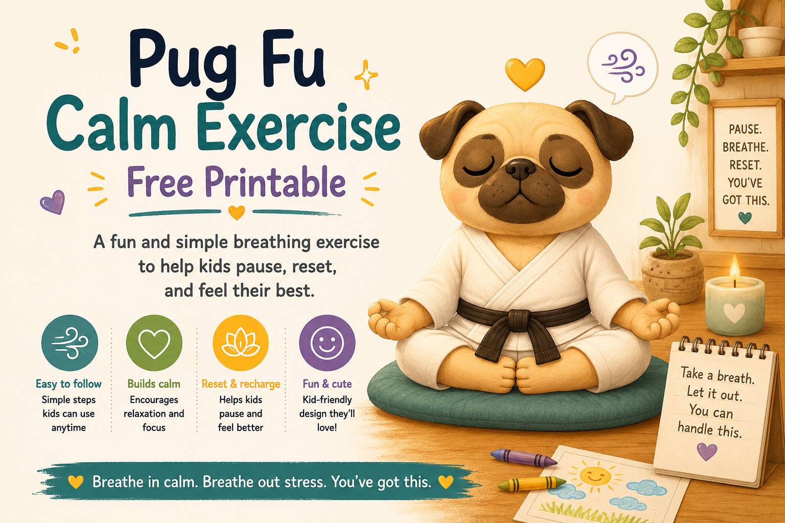 Pug Fu Calm Exercise – Free Printable